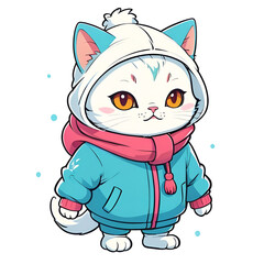 cat in winter clothes logo vector art for t-shirt