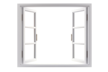 White open window isolated on transparent background.