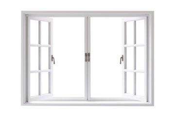White open window isolated on transparent background.