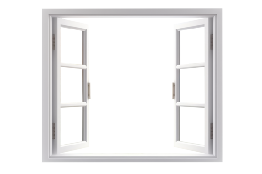 White open window isolated on transparent background.