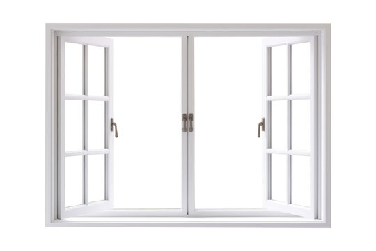 White open window isolated on transparent background.