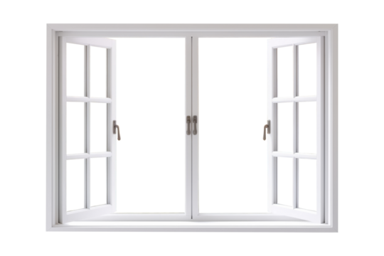 White open window isolated on transparent background.