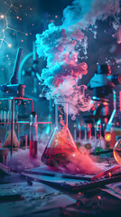 Captivating Laboratory Scene with a Dynamic Chemical Reaction