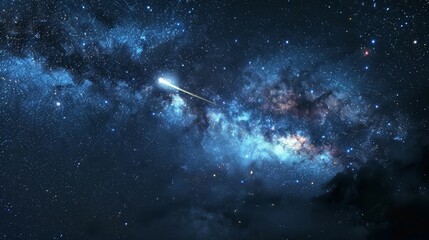 Night Sky: A 3D depiction of the night sky, featuring a shooting star streaking across the darkness