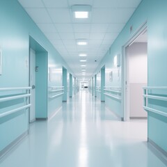 Blurred Background Image of a Hospital Corridor, Conveying Urgency and Healthcare Activity