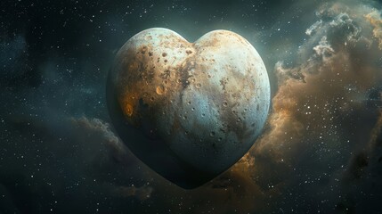 Planet: An illustration of Pluto, featuring its icy, dwarf planet characteristics and the heart-shaped