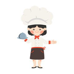 Cute Kid girl In Chef Costume