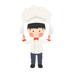 Cute Kid man In Chef Costume