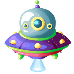 Bright flying saucer in open space