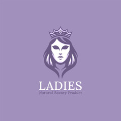Elegant femininity crown logo design. Natural beauty cosmetic product brand identity template.