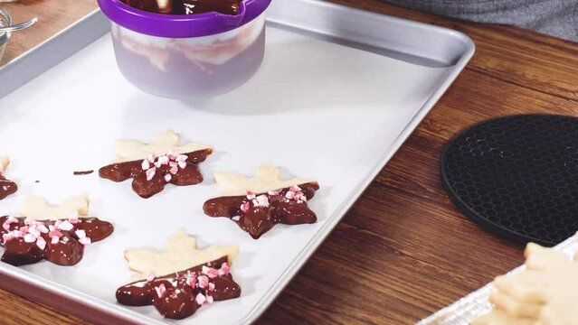 Making Star-Shaped Cookies with Chocolate and Peppermint Chips
