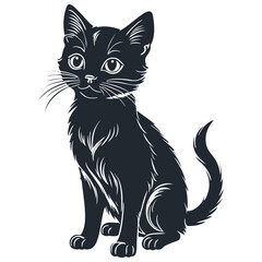 Black kitten, vector illustration