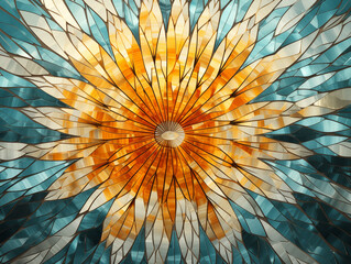 3d render of art deco glass mosaic sun ray background, vibrant color, in bohemian style - 795108384