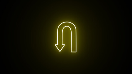 Neon U-Turn Sign. glowing Left U-turn arrow icon. neon road sign with turn symbol isolated. © MD. MUNNA ISLAM