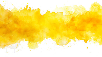 Abstract yellow watercolor splash on white background. Digital art painting.