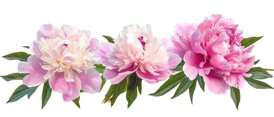 Fototapeta premium a vibrant and lively peonies in full bloom on isolated white background