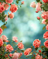 Enhanced Beauty Radiant Roses in Ethereal Light with open space to fit in, beautiful background card design