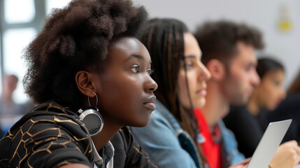 Students attending a workshop on research methodologies and data analysis techniques. Knowledge, study, friendship, respect for each other, education