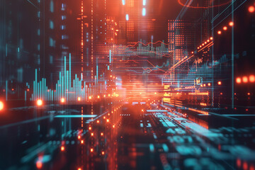 Fototapeta premium High-tech market trends visualization, showcasing live updates, financial forecasts, and trading strategies