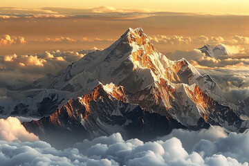 Himalayan Spirit The majestic Himalayan mountains overlaid, capturing the essence of high-altitude adventure and spirituality Suitable for mountaineering expeditions - obrazy, fototapety, plakaty