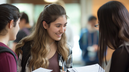 Students organizing a study exchange program to learn from peers in different academic programs. Knowledge, study, friendship, respect for each other, education