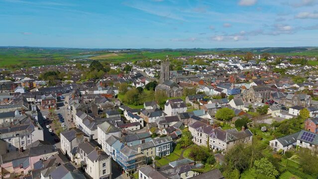 Aerial view over the town of South Molton in Devon