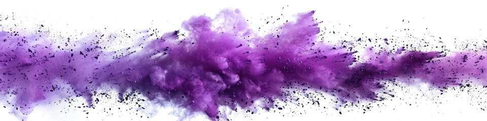 White Purple Explosion. Colorful Powder Splash with Lilac Paint Isolated on White Background