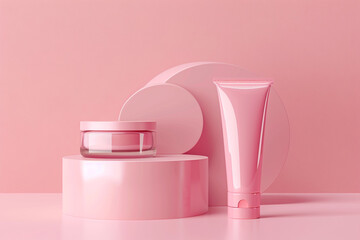 How does the isolated 3D render illustration showcase the detailed textures of the cosmetics cream jar and tube 