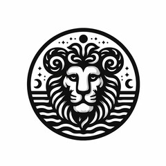 Obraz premium Leo zodiac icon on the white background