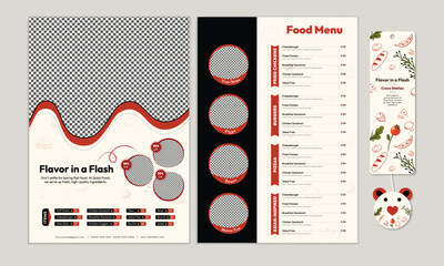 Set of Food Menu, Flyer, Business Card and Bookmark for corporate business