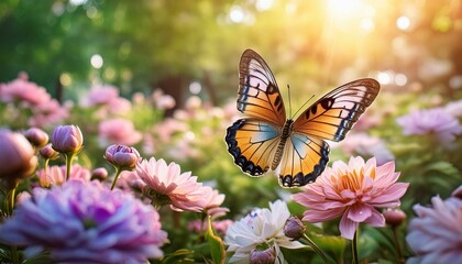 Garden Charms: A Butterfly's Grace Among Blooms