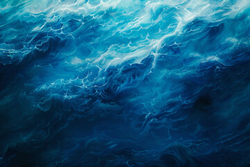 Fototapeta na wymiar Hue of deep blues, a 3D representation of serene ocean depths, rich and immersive 