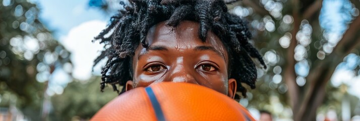 Basketball player s intense focus on target for free throw   summer olympics sports concept