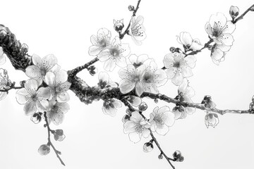 Intricate Blossoms in Monochrome A Study of Natures Beauty.