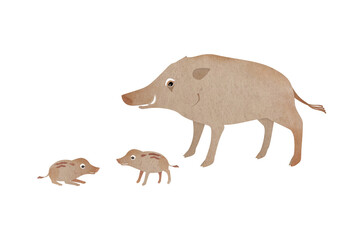 猪の親子　ウリ坊