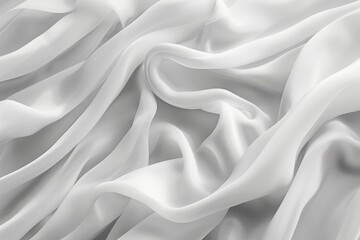 Obraz premium Graceful Waves and Textures on Elegant White Silk Fabric.