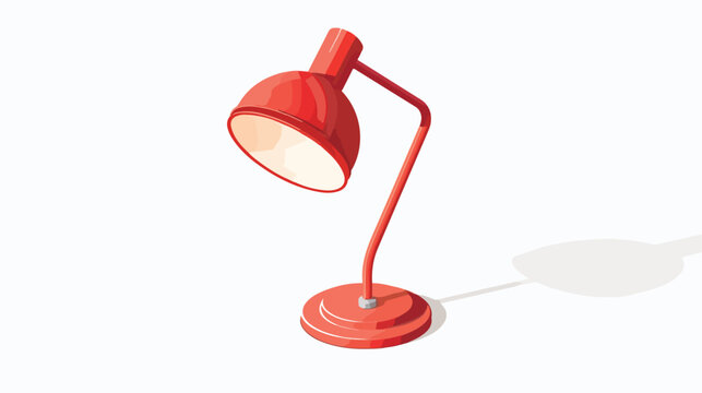 Red table lamp on a short stalk for home office.