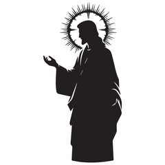 Jesus Christ Vector illustration. Black silhouette svg of Jesus, laser cutting .