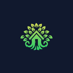 Green House logo, tree house logo,House Logo, Green House icon