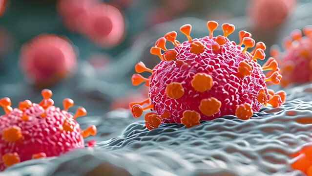 Close-up view of human viruses through macro photography, aiding medical diagnostics