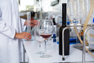 Organoleptic characteristic for wine in laboratory of wunery of spain