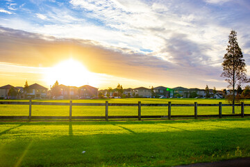 Sunset view in East Auckland in New Zealand