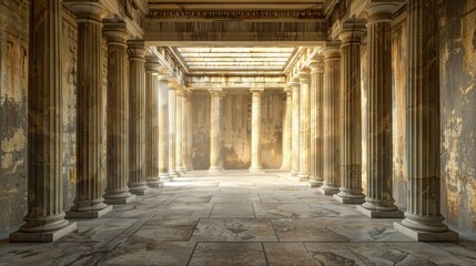 Ancient greek architecture with pillars and a classical interior - obrazy, fototapety, plakaty