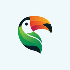toucan tropical bird logo icon vector template with leaf © Mas