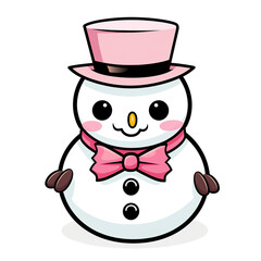 clipart kawaii, cute snowman , soft pastel colour scheme, white background сreated with Generative Ai