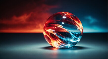 赤と青のガラス球体,Generative AI AI画像