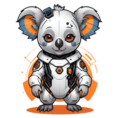 cute koala in cyberpunk costume logo vector art for t-shirt