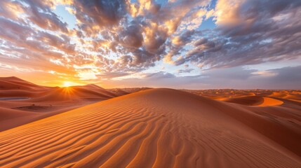 Fototapeta na wymiar Beautiful desert sand dunes view. generative AI image