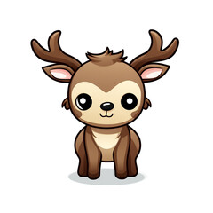 clipart kawaii, cute rudolf reindeer, soft pastel colour scheme, white background сreated with Generative Ai