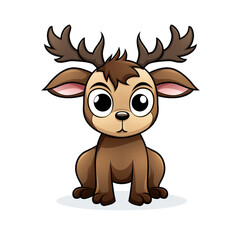 Obraz premium clipart kawaii, cute rudolf reindeer, soft pastel colour scheme, white background сreated with Generative Ai